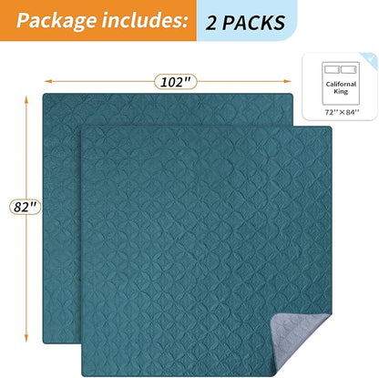 2 Packs Waterproof Dog Blankets Washable for Large Dog, Pet Couch Covers Protect Bed Sofa Furniture, Soft Reversible Dog Blankets Anti Scratches Dirty for Puppy Kids (82"×102", Teal/Grey Blue)