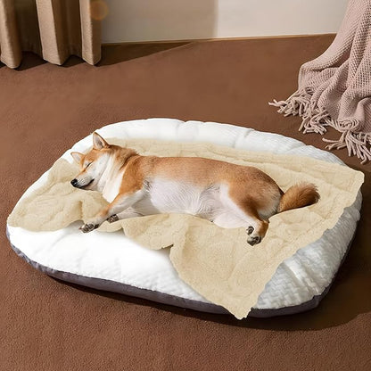 MACEVIA Fluffy Fleece Dog Blankets (24x29 Inch,Cream)