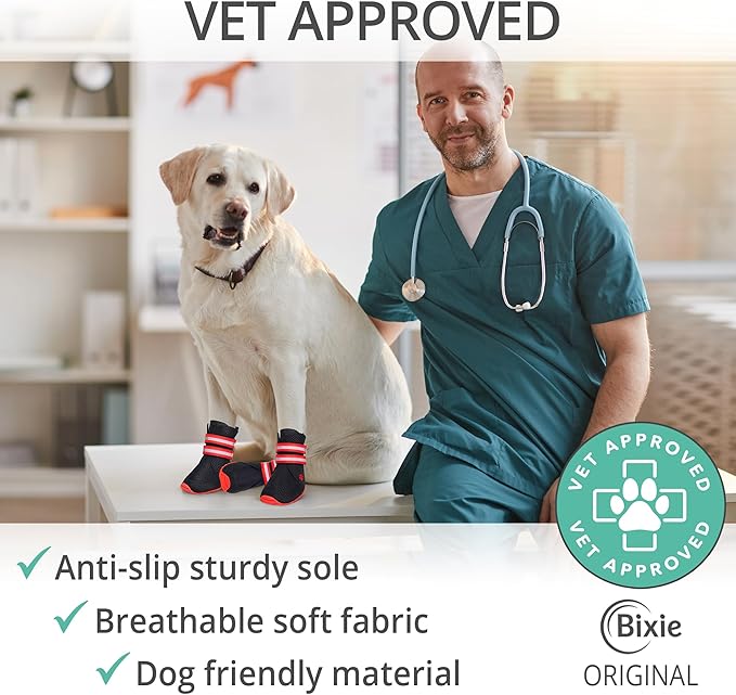 Breathable Anti-Slip Dog Shoes 2.0 - with Elastic Straps for Small, Medium & Large Dogs | x4 Dog Boots for Summer Hot Pavement, Hiking, Rain, Heat & General Paw Protection | Size 60