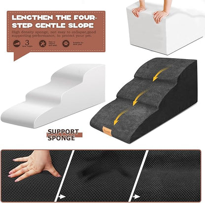 Topmart High Density Extended Foam Dog Ramp&Steps 3 Tiers 15.7" High,Non-Slip