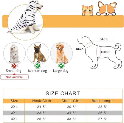 DELIFUR Large Dog Tiger Costume - White Tiger Halloween Costume for Medium Large Dogs Golden Retriever Labrador Rottweiler Cute Hoodie Outfit (White, XX-Large)