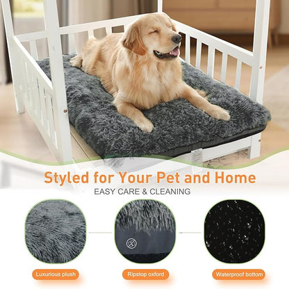 KISYYO XXL Dog Bed Deluxe Cozy Plush Fixable Dog Kennel Beds for Crates Washable Dog Bed 48 x 30 x 3 Inches,