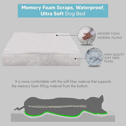 Memory Foam Dog Bed for Large Dogs- Waterproof Dog Bed Mat with Removable Washable Cover