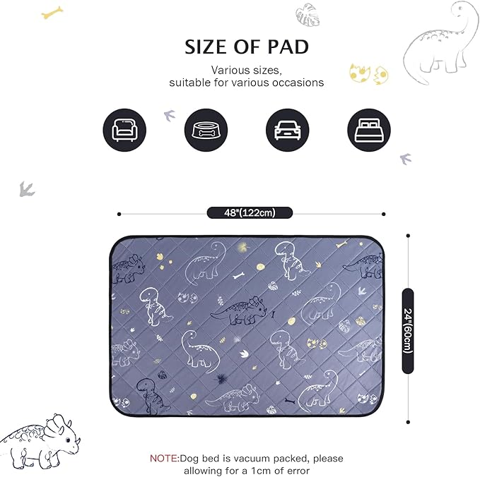 IEUUMLER Washable Pee Pads for Dogs 2 Pack EU007 (Gray 24"X48"-2pcs)