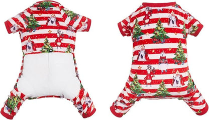 CuteBone Christmas Dog Pajamas Shirt Winter Holiday Cute Pjs Pet Clothes Bodysuit for Doggie Onesies P186L