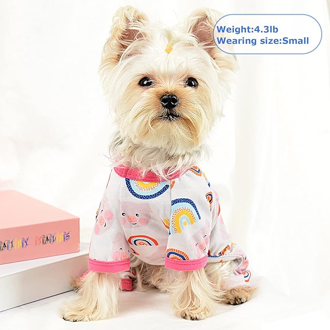 Dog Pajamas Pjs Spring Summer Dog Clothes for Small Dogs Girl - Boy - Medium Size Dogs, Soft Stretchy Puppy Clothes Doggie Onesies Cat Pet Jammies Outfit (Pig Pink, Large)