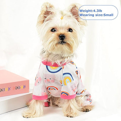 Dog Pajamas Pjs Spring Summer Dog Clothes for Small Dogs Girl - Boy - Medium Size Dogs, Soft Stretchy Puppy Clothes Doggie Onesies Cat Pet Jammies Outfit for Chihuahua Yorkie, Pig Pink