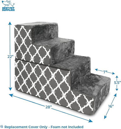 Best Pet Supplies Foldable Pet Stairs Cover for Foam Dog Ramps 4-Step