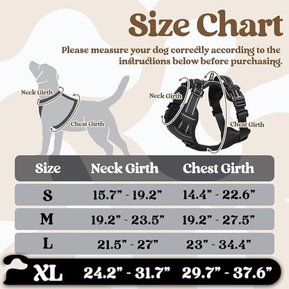 rabbitgoo Dog Harness for Large, No Pull Pet Harness with 3 Buckles, Adjustable Soft Padded Dog Vest with Instant Control Handle, Easy Walking Reflective Pet Vest for Extra Large Dogs, Black, XL