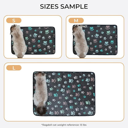 Luciphia 1 Pack 3 Blankets Fluffy Premium Fleece Pet Blanket Flannel Paw Printed Throw for Dog Cat(Large 41x31'', Grey/Brown/Blue)