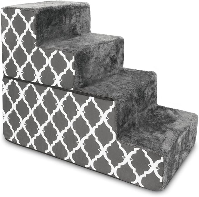 Best Pet Supplies Foldable Foam Pet Steps for Small Dogs and Cats 4-Step (H: 22")