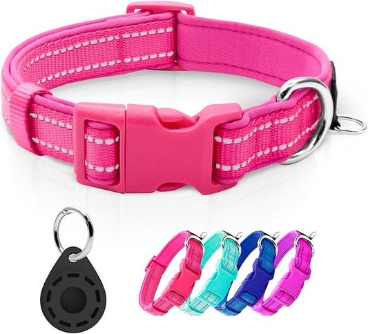 azuza Reflective Dog Collar with Airtag Holder