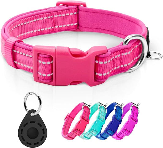 azuza Reflective Dog Collar with Airtag Holder