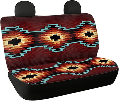 CLOHOMIN Southwestern Native American Aztec Back Seat Covers for Dogs Pets Washable Car Rear Bench Seats Protector