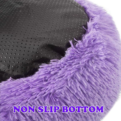 otoez Kitten Puppy Bed Extra Small XS Round Dog Cat Beds Anti Anxiety Plush Pet Calming Donut Bed with Non-Slip Waterproof Bottom (15.7", Purple)