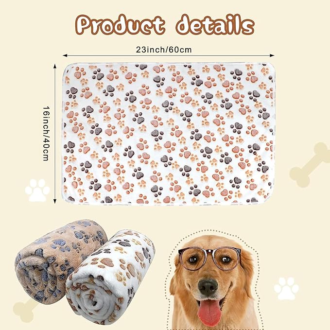 YUEPET Waterproof Dog Blankets, 2 Pack Washable Dog Blankets for Bed Couch Sofa Protector Fleece Flannel Puppy Blanket Soft Plush Reversible Throw Blanket for Small Dog Puppy Cat 23"×16"(White+Coffee)