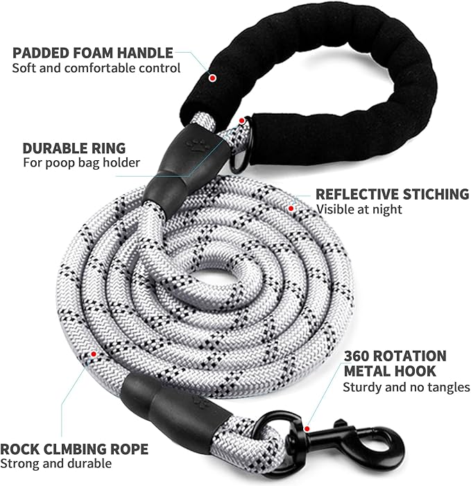 COOYOO Dog Leash 5/6 FT with Comfortable Padded