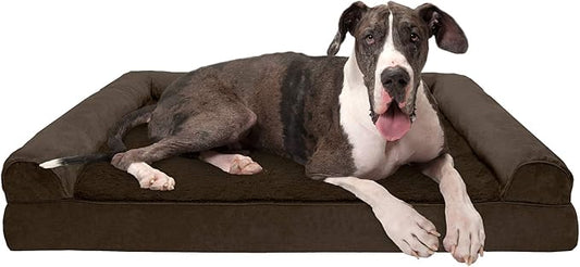 Furhaven Memory Foam Dog Bed for Large Dogs w/ Removable Bolsters & Washable Cover 125 lbs