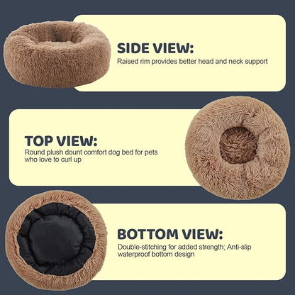 Calming Dog Bed for Medium Dogs 28", Brown