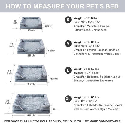 WNPETHOME Dog Beds for Large Dogs, Washable Dog Bed, Bolster Dog Sofa Bed with Waterproof Lining & Non-Skid Bottom, Orthopedic Egg Foam Dog Couch for Pet Sleeping, Pet Bed for Large Dogs