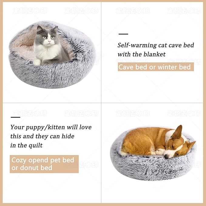 Cozy Dog Bed cat Bed with Cover cave for Small Dogs