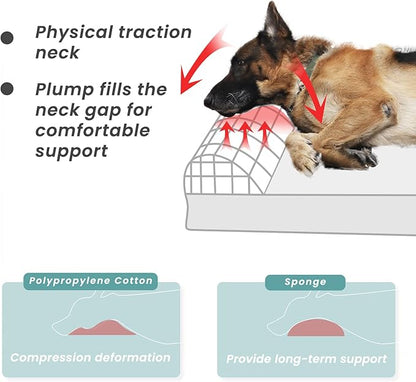 Laifug Orthopedic Memory Foam Extra Large Dog Bed with Pillow and Durable Water Proof Liner & Removable Washable Cover & Smart Design (Large (46"x28"x8")