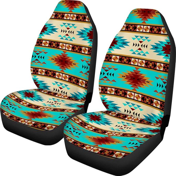 CLOHOMIN Fashion Southwest Native American Aztec Navajo Print Universal Car Front Seat Covers High Back Style Automotive Bucket Seats Protector-2 Piece