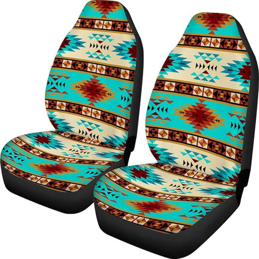 CLOHOMIN Fashion Southwest Native American Aztec Navajo Print Universal Car Front Seat Covers High Back Style Automotive Bucket Seats Protector-2 Piece