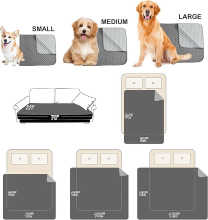 NICETOWN Waterproof Dog Bed Cover Couch Cover for Pet Anti-Slip Cat Mat Pet Pad Blanket for Sofa Chair Recliner Bed Furniture Protrctor, Set of 1, 52 inch x 82 inch, Dark Grey/Light Grey