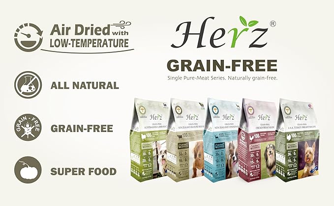 Herz Air-Dried Dog Food – New Zealand Venison Recipe, Single Pure-Meat, Grain Free, All Natural, High Protein, Limited Ingredients 3.5 oz Trial Bag