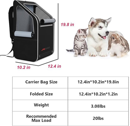 JFG RACING Motorcycle Pet Carrier,20lbs Dog/Cat Carrier Bags, Portable Folding Dog Backpack Carrier for Street Glide Road King Goldwing GL1800 ATV ADV with Passenger Touring Seat or Luggage Rack