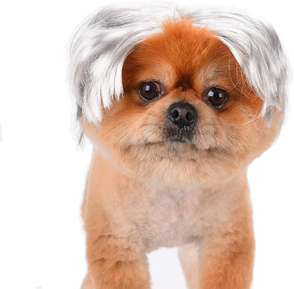 Funny Dog Cat Cosplay Wig, Headwear Apparel Toy, Cat Dress up for Halloween, Christmas, Parties, Festivals, Wigs for Small Medium Dogs and Cats