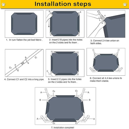 Elevated Dog Bed Raised Dog Bed Cot Bed Small Medium Large Dogs Outdoor Cooling Dog Bed Pet Cat Bed Breathable Mesh Washable (Small 22''L x 17''W)