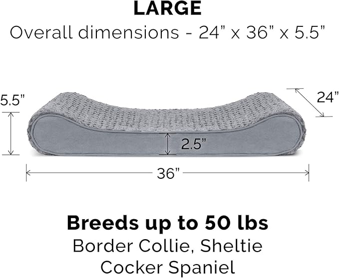 Furhaven Replacement Dog Bed Cover Ultra Plush Faux Fur & Suede Contour Luxe Lounger