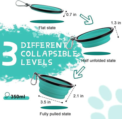 Collapsible Dog Bowls for Travel 2-Pack Dog 2 Carabiners,