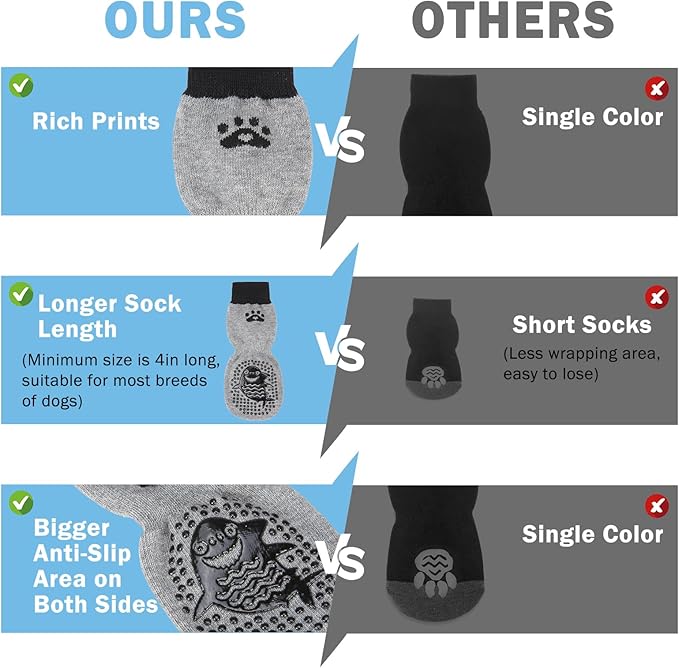 SCENEREAL Dog Socks to Prevent Licking Paws for Hardwood Floors Anti Slip