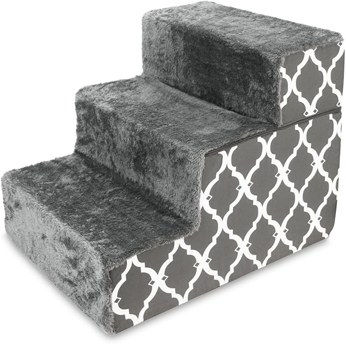 Best Pet Supplies Foldable Foam Pet Steps for Small Dogs & Cats 3-Step (H: 16.5")
