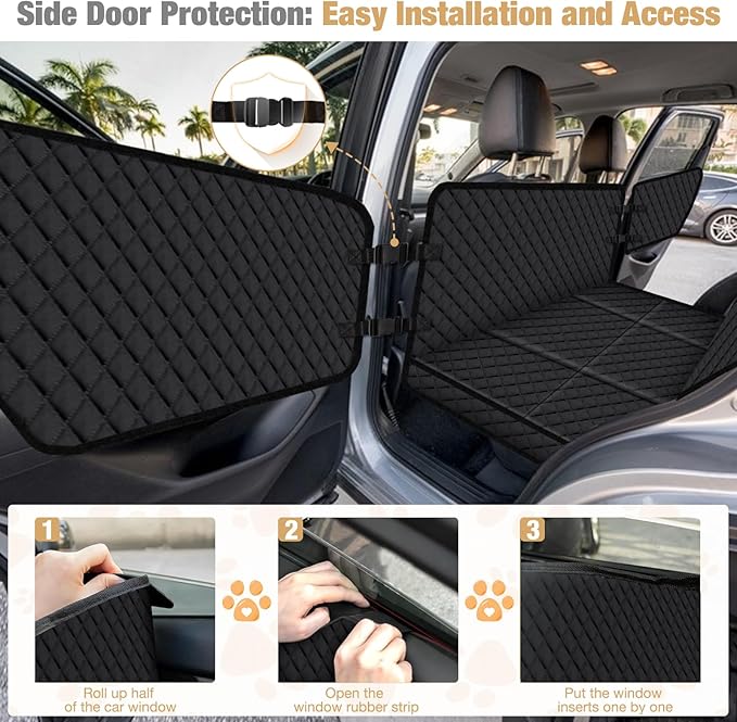 Lekereise Truck Dog Car Seat Cover for Back Seat with Embedded Side Door Mat