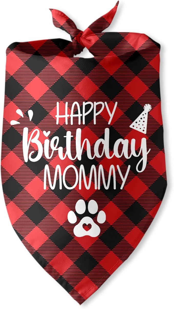 Happy Birthday Mom Red Dog Bandana Birthday Triangle