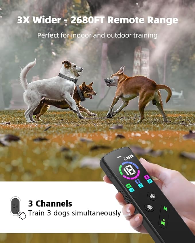 Dog Training Collar with Remote IP67 Waterproof 2680FT Dog 8-120lbs Rechargeable 4 Training