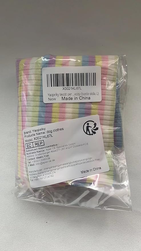 Small Medium Dog Clothes Rainbow Striped Dog Shirts Stretchable Long Sleeve Cat T-Shirt Pet Outfits for Chihuahua Yorkie Teddy (Purple Edge