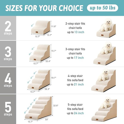 Dog Stairs for High Bed 23" H 15.7x33x22.6in, Light 5 Tiers