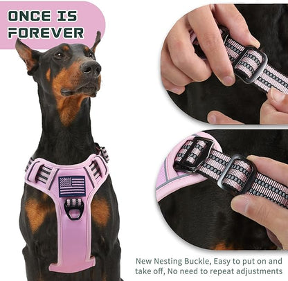 BUMBIN Tactical Dog Harness for Small Dogs No Pull, Famous TIK Tok No Pull Puppy Harness, Fit Smart Reflective Pet Walking Harness for Training, Adjustable Dog Vest Harness with Handle Pink S