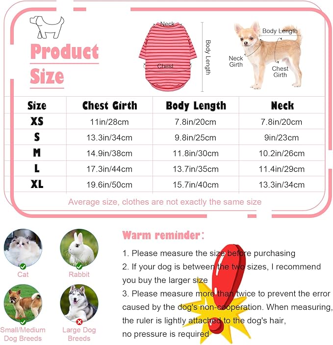 4 Pack Striped Dog Shirts Waffle Dog Clothes for Small Medium Dogs