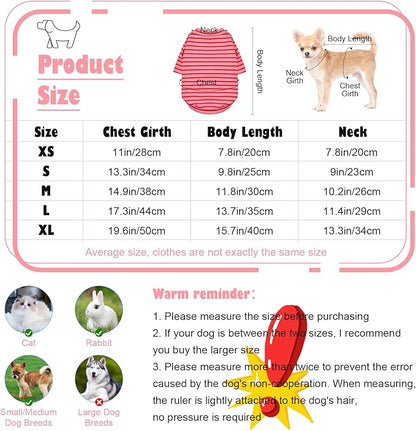 4 Pack Striped Dog Shirts Waffle Dog Clothes for Small Medium Dogs