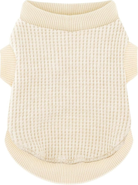 Cozy Lightweight Dog Sweaters Shirt for Small Puppies: Stretchable Beige Tank Top Attire, Perfect for Chihuahuas and Yorkies - Enhancing Comfort and Playfulness on Chilly Days - Medium
