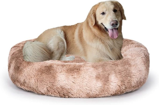 Coohom Oval Calming Donut Cuddler Dog Bed Bed(30"/36") for (XXL(43"x34"x8"), Beige2021)