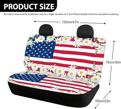 AFPANQZ America Flag Lily Dog Car Backseat Covers Dog Seat Cushion for Rear Seat Non-Slip Soft Car Seat Covers for Dogs