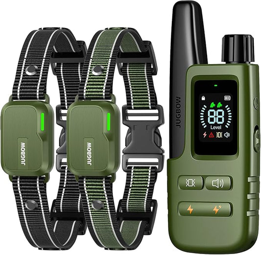 Jugbow Dog Shock Collar 2 Dogs - 3300FT Dog Training Collar with Remote, IPX7 Waterproof E Collar for Dogs Training Rechargeable Collars for Large Medium Small Dogs (10-120lbs)