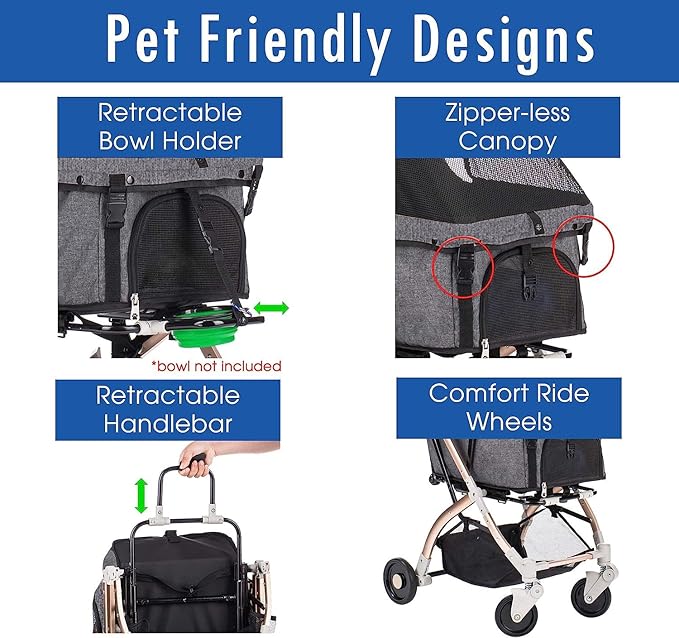 Pet Rover Lite Premium Light-Weight Dog/Cat/Pet Stroller Travel 2nd-Gen.)